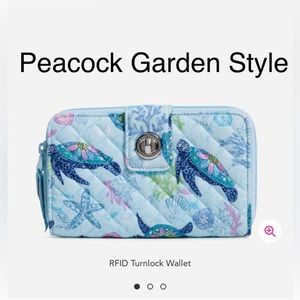 Vera Bradley Turn Lock Wallet - Peacock Garden Pattern